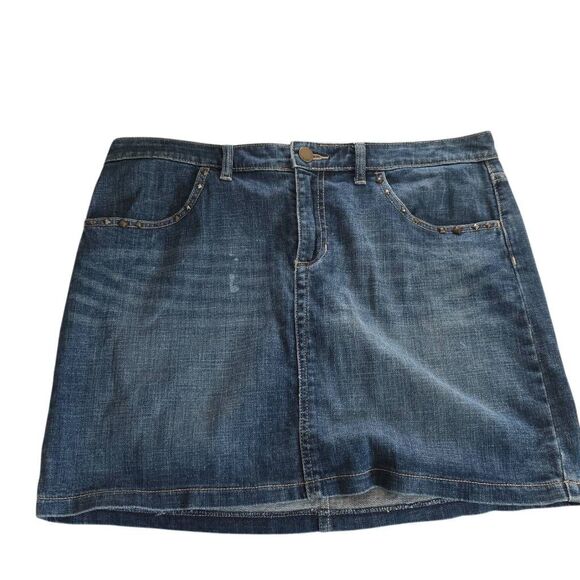 Gap Women's Size 14 Dk Blue Jean Skirt with Studded Pockets - Picture 1 of 6